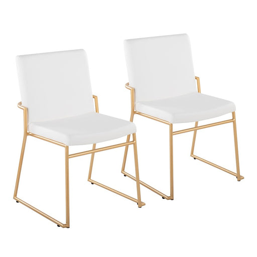 LumiSource Dutchess Dining Chair, Set of 2, Gold Steel/White - DC-DUTCHESSAUW2