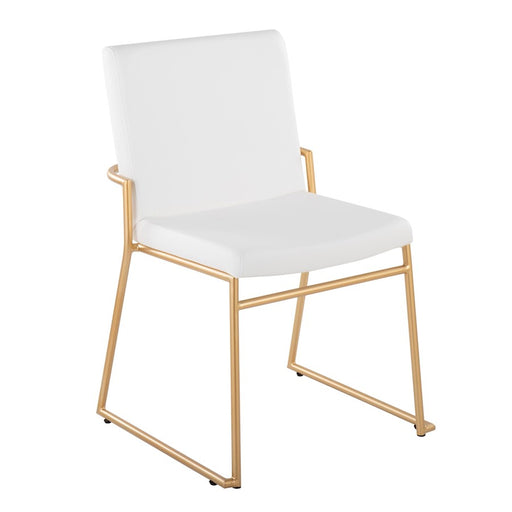 LumiSource Dutchess Dining Chair, Set of 2, Gold Steel/White