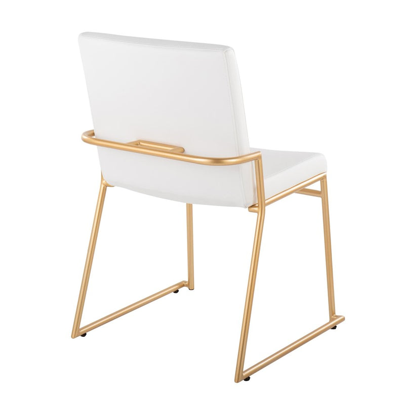 LumiSource Dutchess Dining Chair, Set of 2, Gold Steel/White