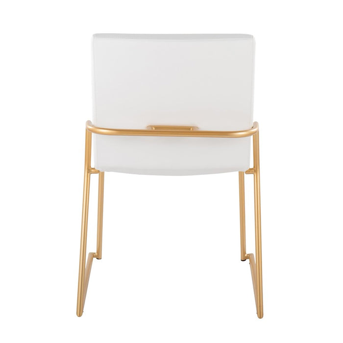 LumiSource Dutchess Dining Chair, Set of 2, Gold Steel/White