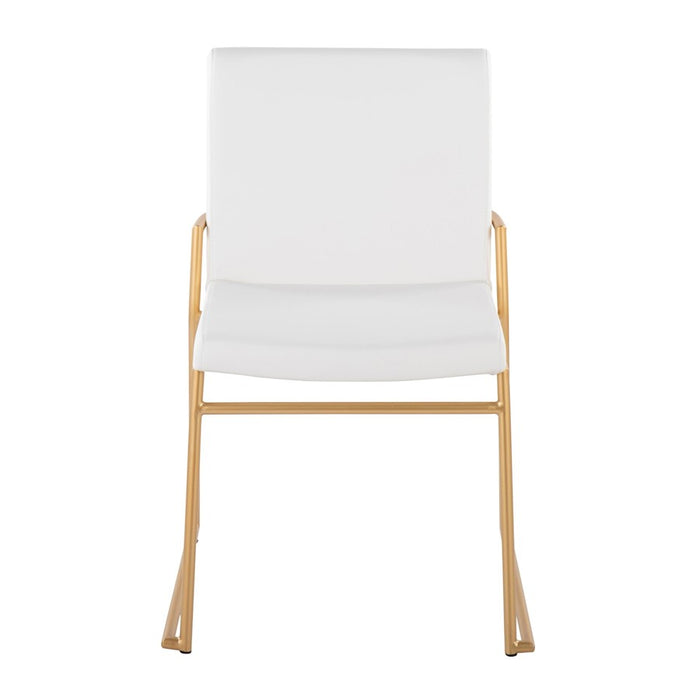 LumiSource Dutchess Dining Chair, Set of 2, Gold Steel/White