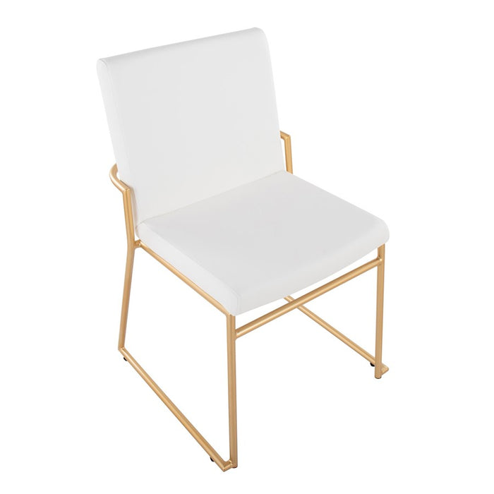 LumiSource Dutchess Dining Chair, Set of 2, Gold Steel/White