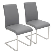 LumiSource Foster 23.25in Dining Chair Set of 2 | Modern Grey PU Leather & Stainless Steel | Dining Room & Kitchen Seating | Model DC-FSTRGY2