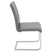 LumiSource Foster 23.25in Dining Chair Set of 2 | Modern Grey PU Leather & Stainless Steel | Dining Room & Kitchen Seating | Model DC-FSTRGY2