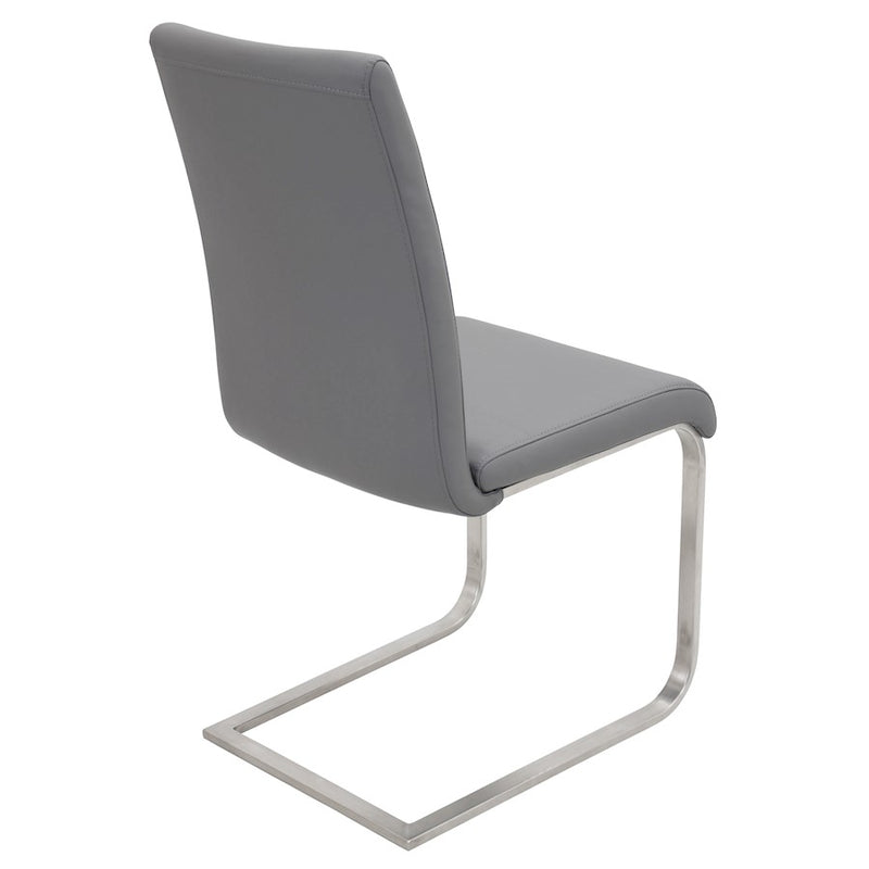 LumiSource Foster 23.25in Dining Chair Set of 2 | Modern Grey PU Leather & Stainless Steel | Dining Room & Kitchen Seating | Model DC-FSTRGY2