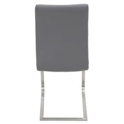LumiSource Foster 23.25in Dining Chair Set of 2 | Modern Grey PU Leather & Stainless Steel | Dining Room & Kitchen Seating | Model DC-FSTRGY2