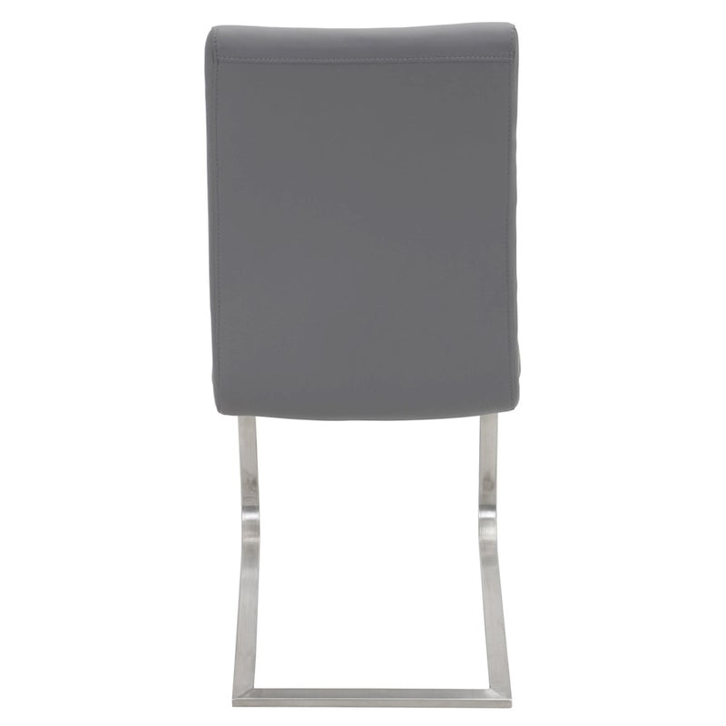 LumiSource Foster 23.25in Dining Chair Set of 2 | Modern Grey PU Leather & Stainless Steel | Dining Room & Kitchen Seating | Model DC-FSTRGY2