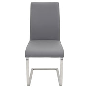 LumiSource Foster 23.25in Dining Chair Set of 2 | Modern Grey PU Leather & Stainless Steel | Dining Room & Kitchen Seating | Model DC-FSTRGY2