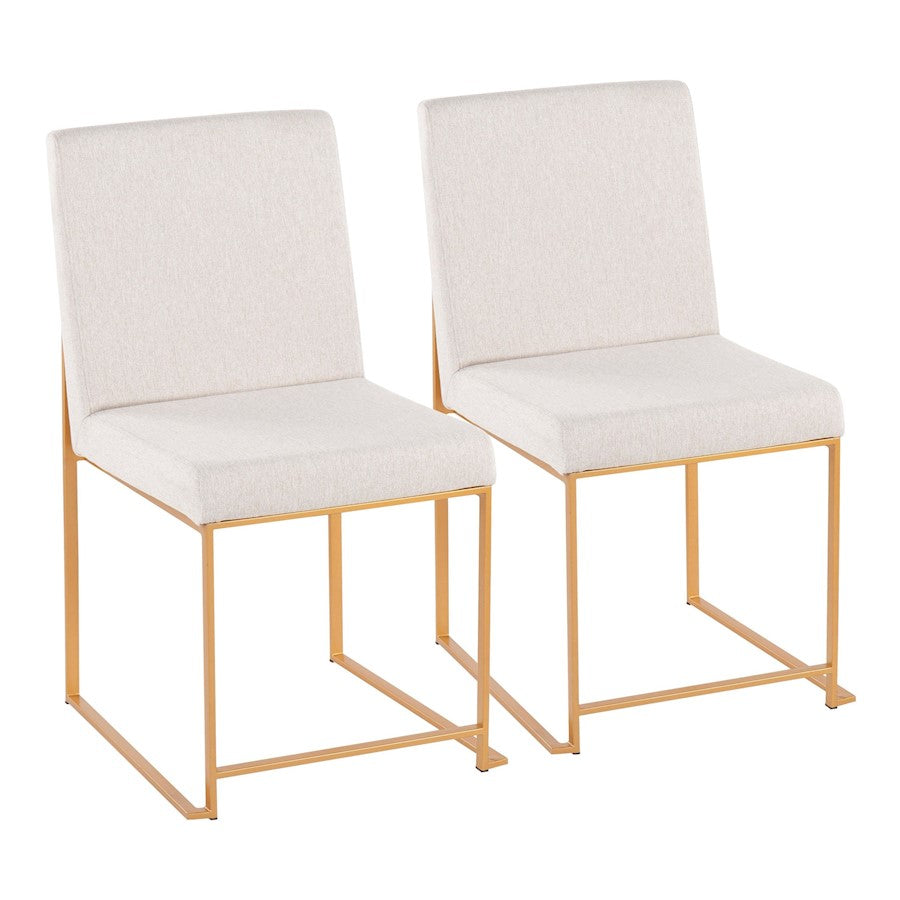 LumiSource High Back Fuji Dining Chair, Set of 2, Gold/Beige - DC-HBFUJIAUBG2