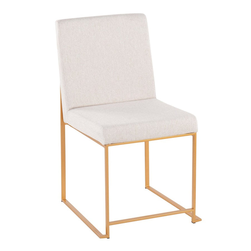 LumiSource High Back Fuji Dining Chair, Set of 2, Gold/Beige