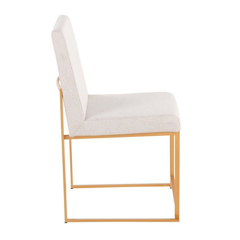 LumiSource High Back Fuji Dining Chair, Set of 2, Gold/Beige