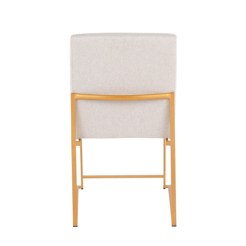 LumiSource Fuji High Back Dining Chair Set of 2 | Gold Steel and Beige Fabric | Dining Room & Office Seating | Model DC-HBFUJIAUBG2
