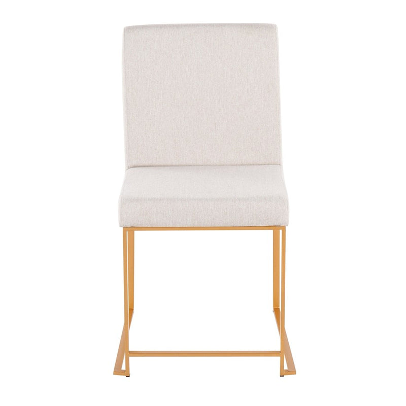 LumiSource Fuji High Back Dining Chair Set of 2 | Gold Steel and Beige Fabric | Dining Room & Office Seating | Model DC-HBFUJIAUBG2