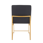 LumiSource Fuji High Back Dining Chair Set of 2 | Gold Metal and Black PU | Dining Room & Office Seating | Model DC-HBFUJIAUBK2