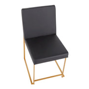 LumiSource Fuji High Back Dining Chair Set of 2 | Gold Metal and Black PU | Dining Room & Office Seating | Model DC-HBFUJIAUBK2