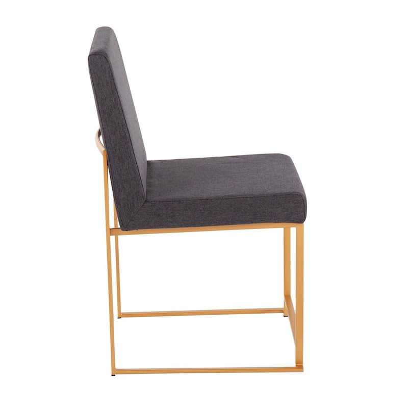 LumiSource High Back Fuji Dining Chair, Set of 2, Gold/Charcoal