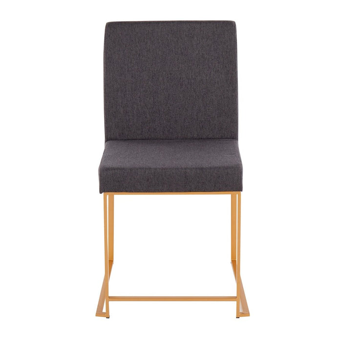 LumiSource High Back Fuji Dining Chair, Set of 2, Gold/Charcoal