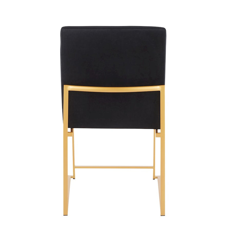 LumiSource Fuji Dining Chair Set of 2 | Gold Metal & Black Velvet | Dining Room & Office Seating | 21.5 x 18.5 x 33.5 in | Model DC-HBFUJIAUVBK2