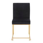 LumiSource Fuji Dining Chair Set of 2 | Gold Metal & Black Velvet | Dining Room & Office Seating | 21.5 x 18.5 x 33.5 in | Model DC-HBFUJIAUVBK2