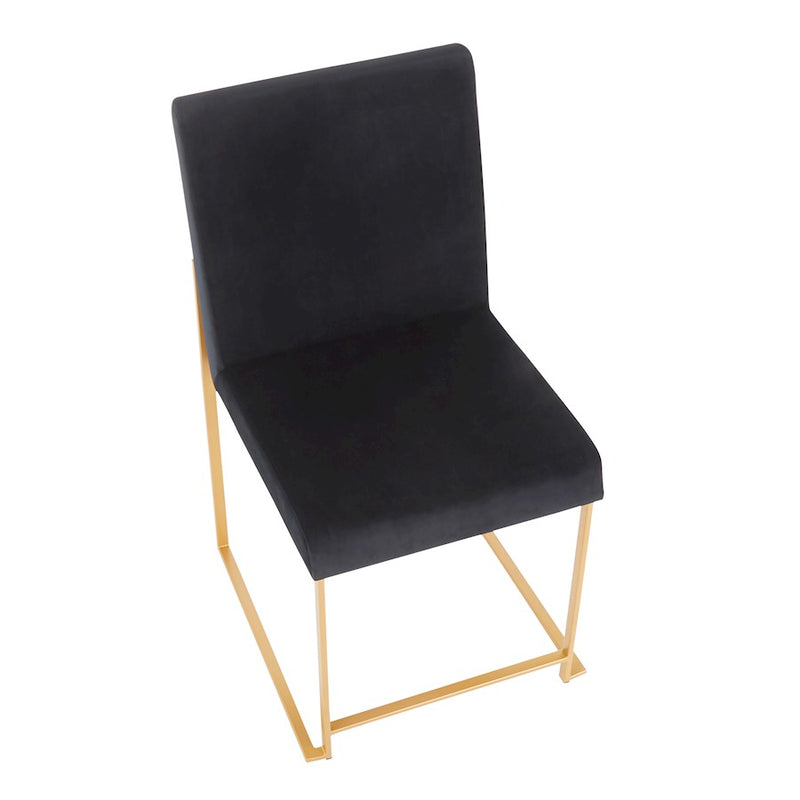 LumiSource Fuji Dining Chair Set of 2 | Gold Metal & Black Velvet | Dining Room & Office Seating | 21.5 x 18.5 x 33.5 in | Model DC-HBFUJIAUVBK2