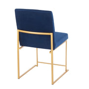 LumiSource Fuji Dining Chair Set of 2 | Gold Metal & Blue Velvet | Dining Room & Office Seating | 21.5 x 18.5 x 33.5 in | Model DC-HBFUJIAUVBU2