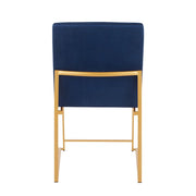 LumiSource Fuji Dining Chair Set of 2 | Gold Metal & Blue Velvet | Dining Room & Office Seating | 21.5 x 18.5 x 33.5 in | Model DC-HBFUJIAUVBU2