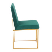 LumiSource Fuji Dining Chair Set of 2 | Gold Metal & Green Velvet | Dining Room & Office Seating | 21.5 x 18.5 x 33.5 in | Model DC-HBFUJIAUVGN2