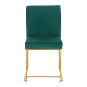 LumiSource Fuji Dining Chair Set of 2 | Gold Metal & Green Velvet | Dining Room & Office Seating | 21.5 x 18.5 x 33.5 in | Model DC-HBFUJIAUVGN2