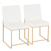 LumiSource Fuji Dining Chair Set of 2 | Gold Metal & White Velvet | Dining Room & Office Seating | 21.5 x 18.5 x 33.5 in | Model DC-HBFUJIAUVW2