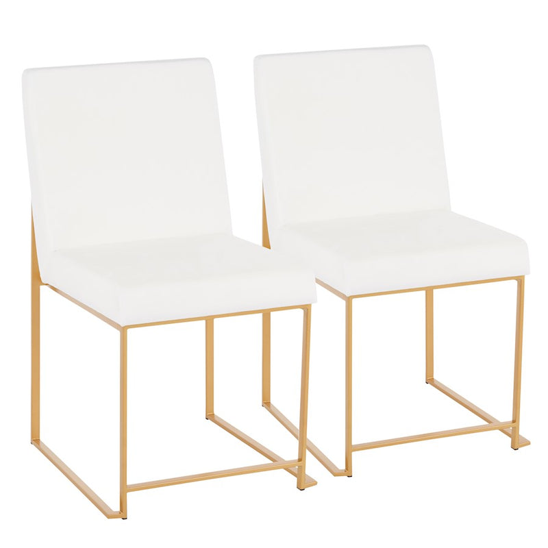LumiSource Fuji Dining Chair Set of 2 | Gold Metal & White Velvet | Dining Room & Office Seating | 21.5 x 18.5 x 33.5 in | Model DC-HBFUJIAUVW2
