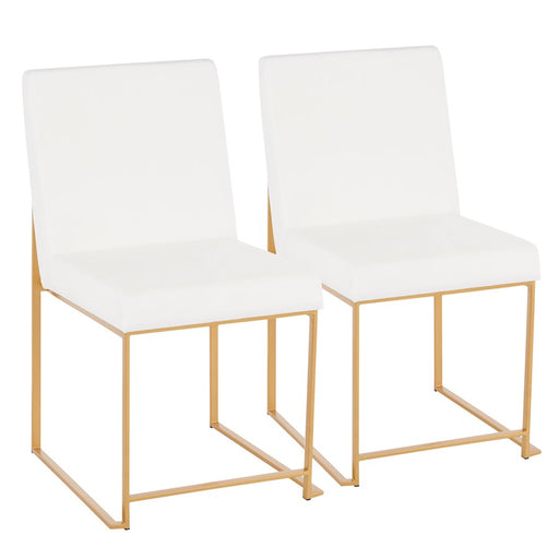 LumiSource Fuji Dining Chair Set of 2 | Gold Metal & White Velvet | Dining Room & Office Seating | 21.5 x 18.5 x 33.5 in | Model DC-HBFUJIAUVW2