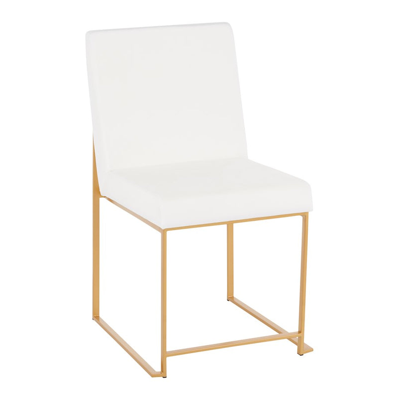 LumiSource Fuji Dining Chair Set of 2 | Gold Metal & White Velvet | Dining Room & Office Seating | 21.5 x 18.5 x 33.5 in | Model DC-HBFUJIAUVW2