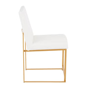 LumiSource Fuji Dining Chair Set of 2 | Gold Metal & White Velvet | Dining Room & Office Seating | 21.5 x 18.5 x 33.5 in | Model DC-HBFUJIAUVW2
