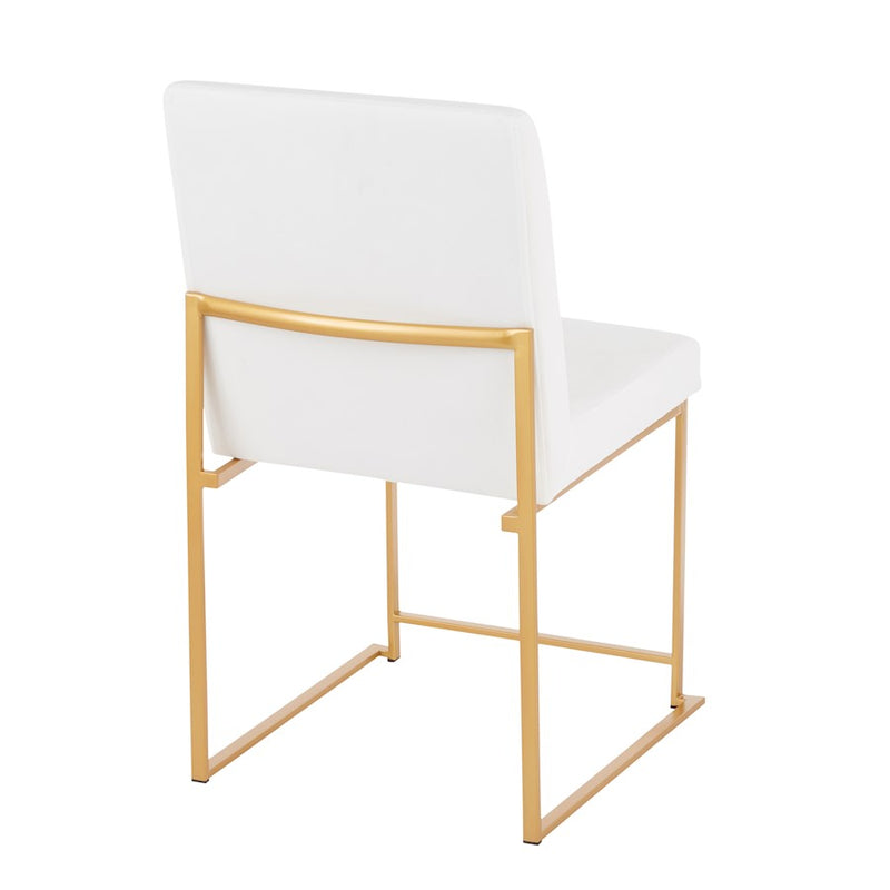 LumiSource Fuji Dining Chair Set of 2 | Gold Metal & White Velvet | Dining Room & Office Seating | 21.5 x 18.5 x 33.5 in | Model DC-HBFUJIAUVW2
