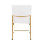 LumiSource Fuji Dining Chair Set of 2 | Gold Metal & White Velvet | Dining Room & Office Seating | 21.5 x 18.5 x 33.5 in | Model DC-HBFUJIAUVW2