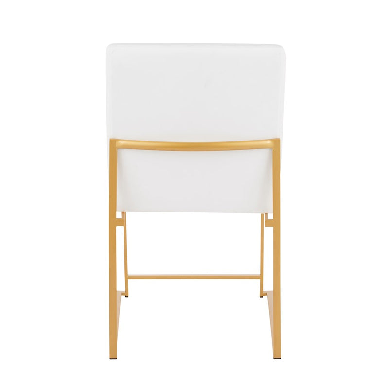 LumiSource Fuji Dining Chair Set of 2 | Gold Metal & White Velvet | Dining Room & Office Seating | 21.5 x 18.5 x 33.5 in | Model DC-HBFUJIAUVW2