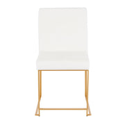 LumiSource Fuji Dining Chair Set of 2 | Gold Metal & White Velvet | Dining Room & Office Seating | 21.5 x 18.5 x 33.5 in | Model DC-HBFUJIAUVW2