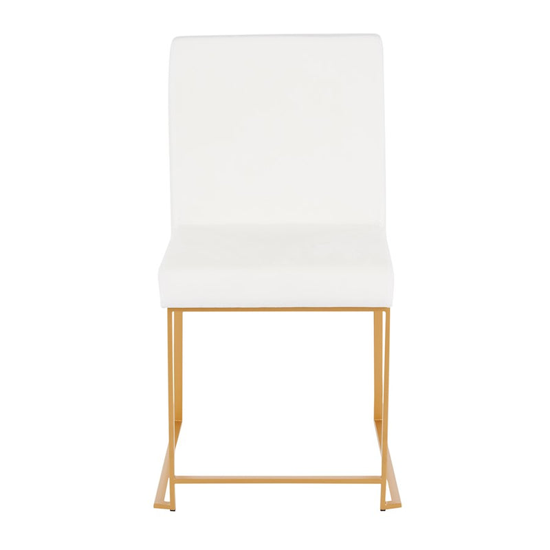 LumiSource Fuji Dining Chair Set of 2 | Gold Metal & White Velvet | Dining Room & Office Seating | 21.5 x 18.5 x 33.5 in | Model DC-HBFUJIAUVW2
