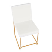 LumiSource Fuji Dining Chair Set of 2 | Gold Metal & White Velvet | Dining Room & Office Seating | 21.5 x 18.5 x 33.5 in | Model DC-HBFUJIAUVW2