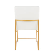 LumiSource Fuji High Back Dining Chair Set of 2 | Gold Metal & White PU | Dining Room & Office Seating | 18 x 22 x 34 in | Model DC-HBFUJIAUW2