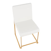 LumiSource Fuji High Back Dining Chair Set of 2 | Gold Metal & White PU | Dining Room & Office Seating | 18 x 22 x 34 in | Model DC-HBFUJIAUW2
