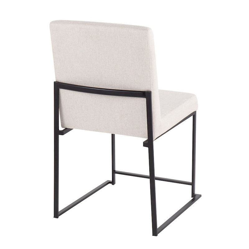 LumiSource Fuji High Back Dining Chair Set of 2 | Black Steel & Beige Fabric | Dining Room & Office Seating | 18 x 22 x 34 in | Model DC-HBFUJIBKBG2