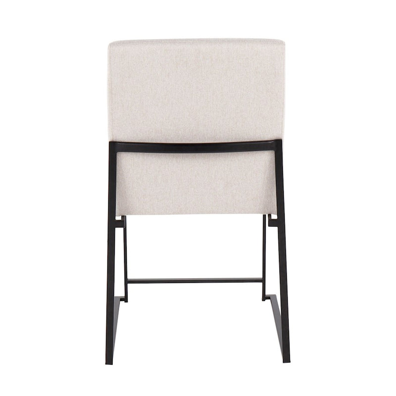 LumiSource Fuji High Back Dining Chair Set of 2 | Black Steel & Beige Fabric | Dining Room & Office Seating | 18 x 22 x 34 in | Model DC-HBFUJIBKBG2