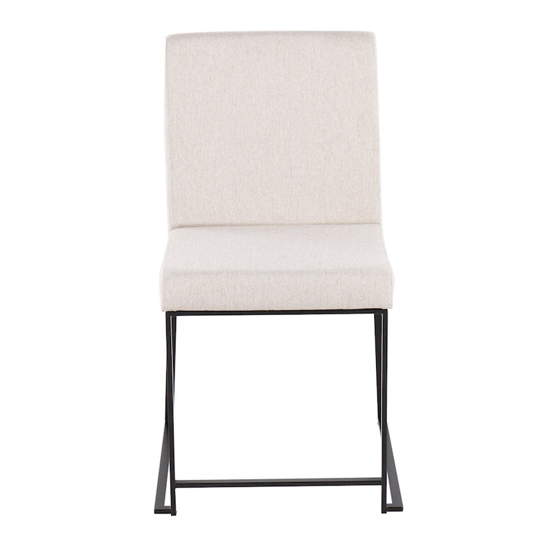 LumiSource Fuji High Back Dining Chair Set of 2 | Black Steel & Beige Fabric | Dining Room & Office Seating | 18 x 22 x 34 in | Model DC-HBFUJIBKBG2