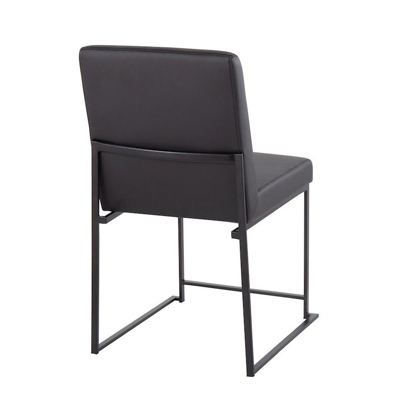 LumiSource Fuji High Back Dining Chair Set of 2 | Black Steel & Black PU | Dining Room & Office Seating | 18 x 22 x 34 in | Model DC-HBFUJIBKBK2