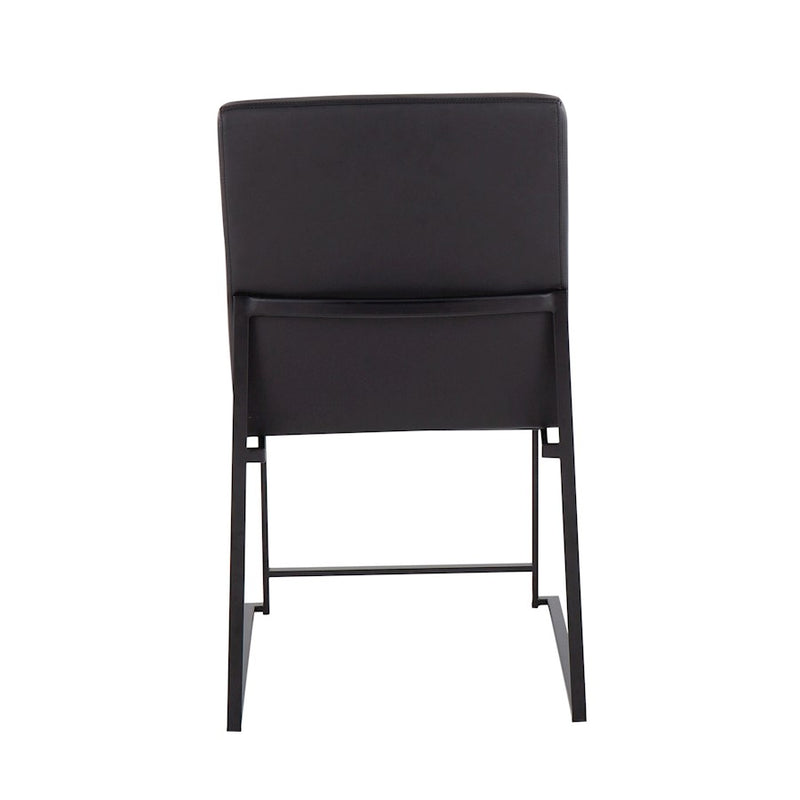 LumiSource Fuji High Back Dining Chair Set of 2 | Black Steel & Black PU | Dining Room & Office Seating | 18 x 22 x 34 in | Model DC-HBFUJIBKBK2