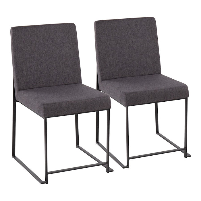 LumiSource High Back Fuji Dining Chair, Set/2, Black/Charcoal - DC-HBFUJIBKCHAR2
