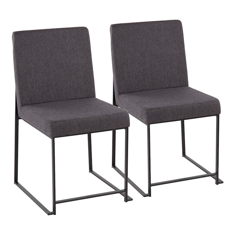 LumiSource High Back Fuji Dining Chair, Set/2, Black/Charcoal - DC-HBFUJIBKCHAR2