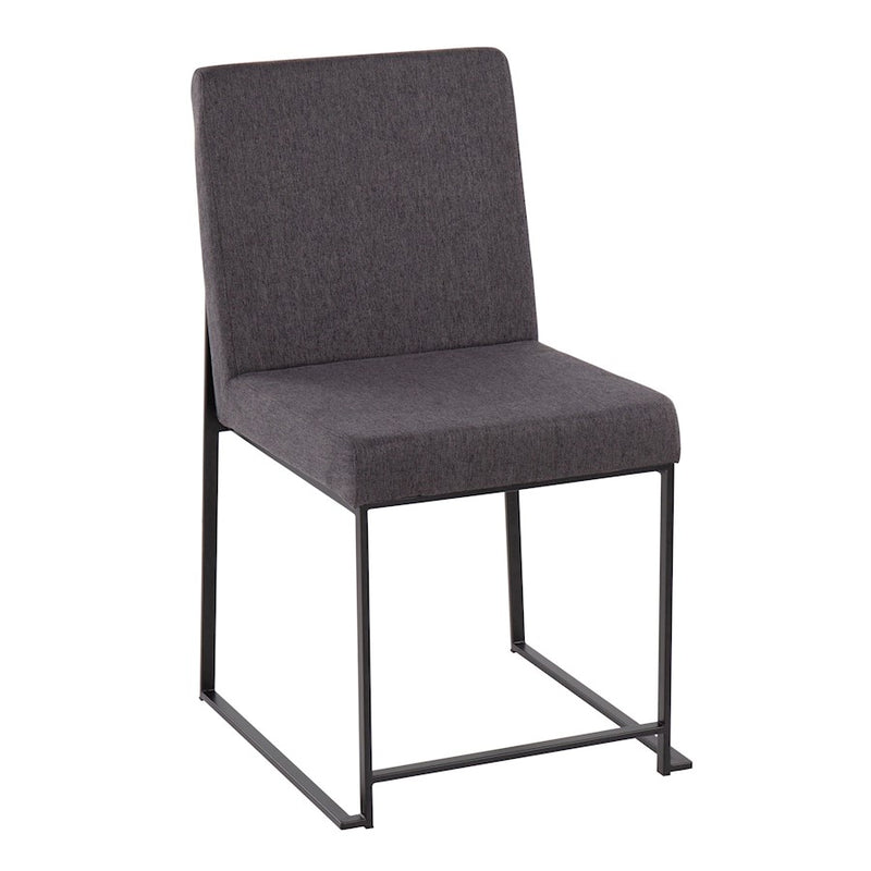 LumiSource Fuji High Back Dining Chair Set of 2 | Black Steel & Charcoal Fabric | Dining Room & Office Seating | Model DC-HBFUJIBKCHAR2