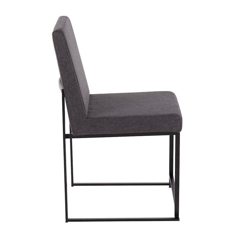 LumiSource Fuji High Back Dining Chair Set of 2 | Black Steel & Charcoal Fabric | Dining Room & Office Seating | Model DC-HBFUJIBKCHAR2